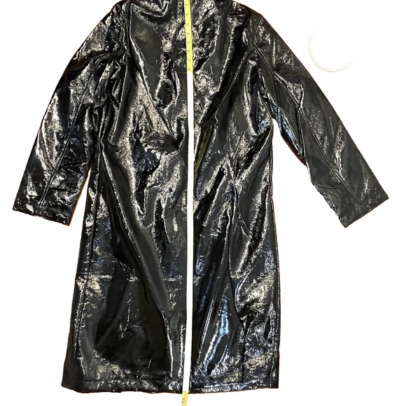 Elie Tahari Women's M Faux Leather Lightweight Maxi Shirt Jacket Coat - Picture 11 of 13